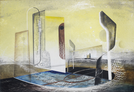 Lunar Synthesis, c.1942 (gesso, oil & pencil on board)