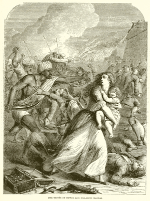 The Troops of Tippoo Saib pillaging Madras (engraving)