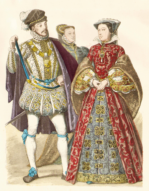 Lord Darnmley, Douglas of Angus and Mary Stuart (copper plate print)
