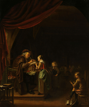 The Schoolmaster, 1650 (oil on panel)