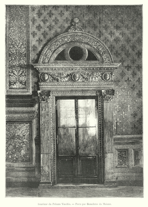 Interieur du Palazzo Vecchio, Porte par Benedetto da Maiano (engraving)