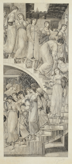 The Golden Stairs, after Sir Edward Coley Burne-Jones (1833-98), 1894 (engraving on vellum)