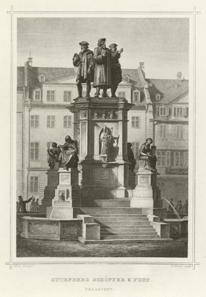 Gutenberg Schoffer and Fust, Frankfort (engraving)