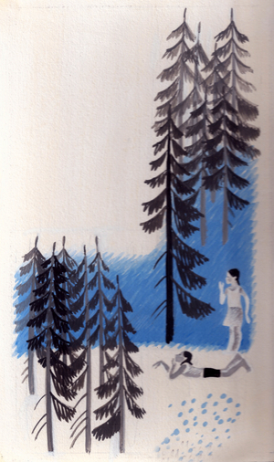 Illustration from 'The Spark' by Elena Blaginina, 1960 (gouache on paper)