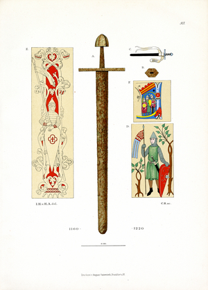 Romanesque Sword and Book Illuminations (chromolitho)