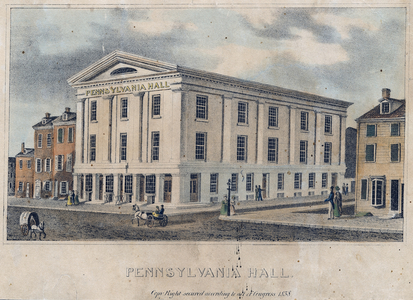Pennsylvania Hall, printed by Wild & Chevalier, c.1838 (hand-coloured litho)

