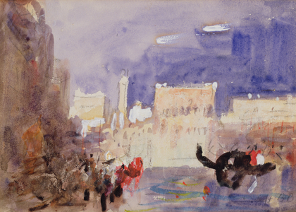 The Doge's Palace and the Piazetta from the Across the Bacino di San Marco (black chalk and w/c with white heightening)