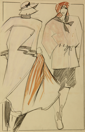 Fashion Design, 1970 (crayon & gouache on paper)