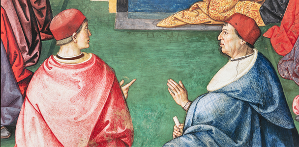 The Piccolomini Library, north east wall: “Aeneas Sylvius makes an act of submission to Pope Eugenius IV, February 7, 1447 ”