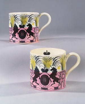 A pair of Wedgewood mugs commemorating the coronation of Her Majesty Queen Elizabeth II, 1953 (ceramic)