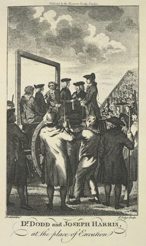 The gallows. Dr. Dodd and Joseph Harris, at the place of execution