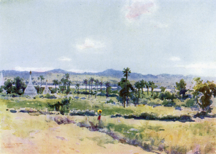 The Irrawaddy Valley at Meegyoungyai (colour litho)
