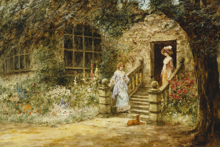 Elegant Conversation, (oil on canvas)