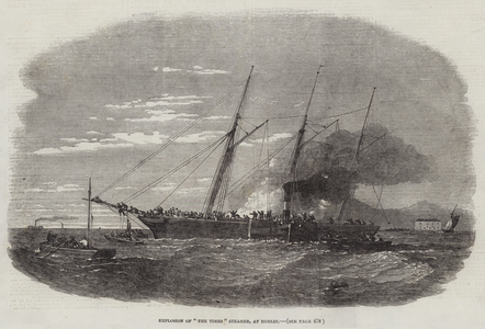Explosion of "The Times" Steamer, at Dublin (engraving)