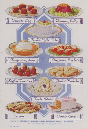 Plate to illustrate selected dished described under the letter "T" (colour litho)