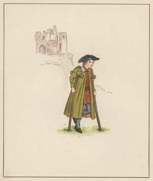 Kate Greenaway illustration for The Pied Piper of Hamelin by Robert Browning (colour litho)