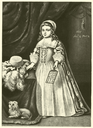 Miss Campion, holding a Horn Book (engraving)