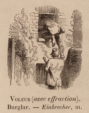 Le Vocabulaire Illustre: Voleur (avec effraction); Burglar; Einbrecher (engraving)
