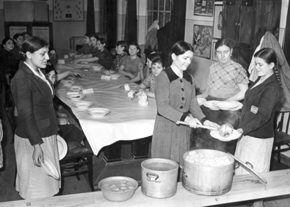 Forced laborers from Eastern Europe in Berlin, 1943 (b/w photo)