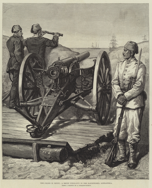 The Crisis in Egypt, a Krupp Field-Gun in the Earthworks, Alexandria, 1882 (engraving)