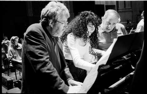 Harrison Birtwistle, Joanna McGregor and Pierre Boulez, 1993