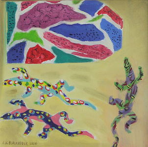 Papier Mache Lizards and Cloth, 2004 (oil on canvas)