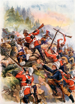 Storming the Heights. Peiwar Kotal (colour litho)