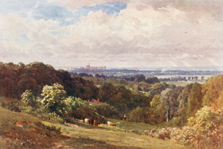 Windsor Castle from Cooper's Hill, near Egham (colour litho)