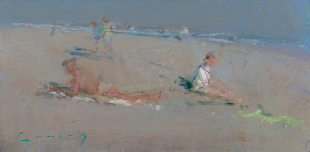 Bathers, Camber, 2020 (oil on board)