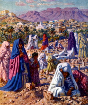 Moslem cemetery in North Africa. by Nasreddine Dinet (Alphonse-Étienne Dinet). 1861  1929. a French orientalist painter 1918