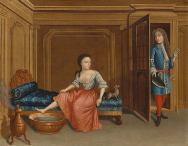 Lady Undressing for a Bath, c.1730-1740 (oil on canvas)