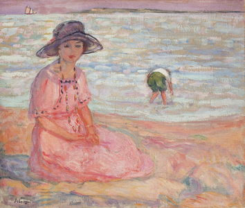 Woman in the Pink Dress by the Sea; Femme a la Robe Rose au bord de la Mer, c.1920 (oil on canvas)
