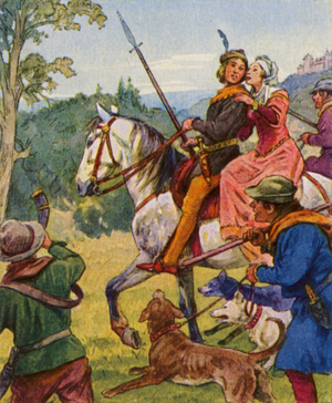 Ausritt Zur Jagd / Horseback Riding (colour litho)