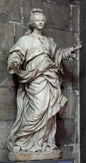 Collegiate church (Collégiale Notre-Dame). Interior. Statue. Saint Helena. Attributed to Cornélis Vander Veken. Begin 18th century.