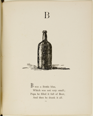 Bottle Illustrations and verse from Nonsense Alphabets by Edward Lear.