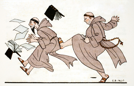 Being chased by the Abbot, 1920 (pochoir print)
