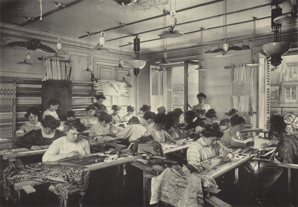 Embroidery workshop (b/w photo)