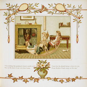 Three girls on a wooden rocking toy