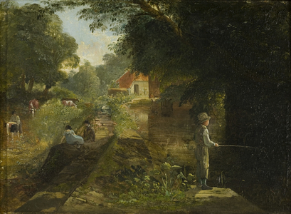 Boy Fishing, Stapleton, c. 1822-23 (oil on card laid on panel)