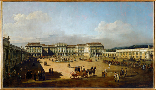 Schoenbrunn Palace seen from the entrance courtyard (painting)
