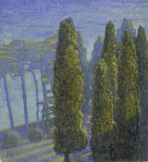 Cypresses, Lago Maggiore, Oggebbio, 2011 (oil on linen)