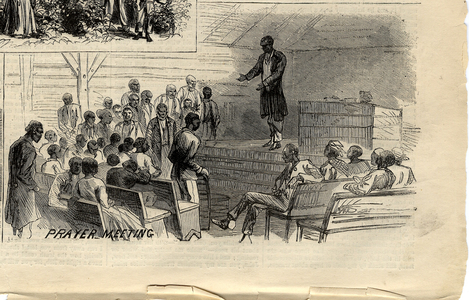 Prayer Meeting, from Scenes on a Cotton Plantation, 1867 (wood engraving)