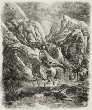 Rider in the Mountains, 1866 (etching on off-white china paper laid down on white wove paper)