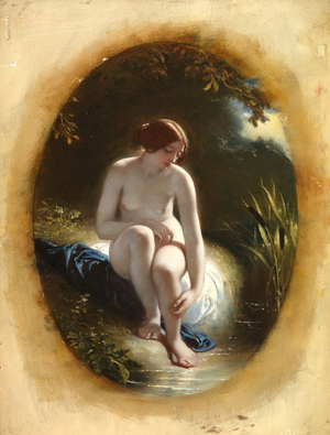 A Naiad (oil on panel) 