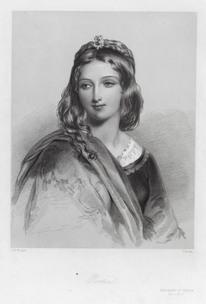 Portia, a character in The Merchant of Venice (engraving)