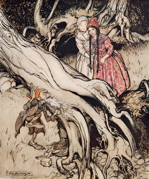 Snow-White and Rose-Red, from Little Brother & Little Sister and Other Tales by the Brothers Grimm, pub.1917 (colour litho)