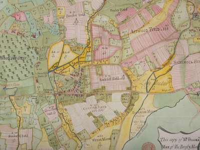 Map of the Forest and Manor of Fecknam (Feckenham), detail, 1744 (print)