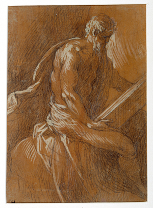 A saint reading (black chalk heightened with white body colour on boxwood coated with gum)