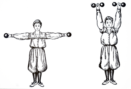 A girl doing dumbbell exercises