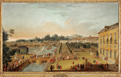 King Ferdinand VI of Spain and Queen Barbara Braganza and their guests in the gardens of the Palace of Aranjuez (painting on canvas)